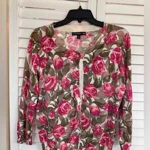 Banana Republic Pink and Brown Floral Cardigan w cami